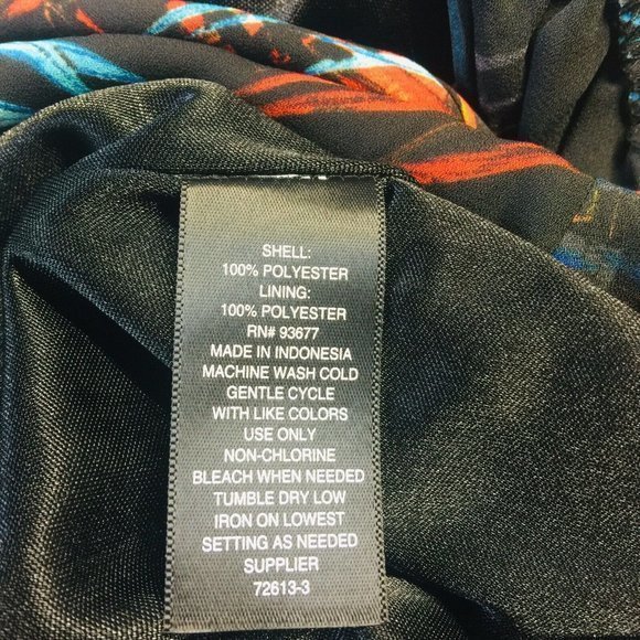 Worthington Cold Shoulder Dress Black Blue Orange Red Hawaiian Palm Floral 8 - Picture 12 of 12